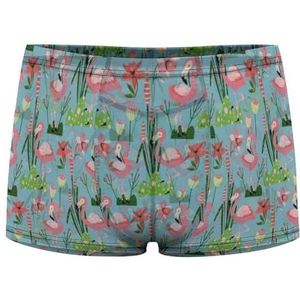 Flamingo Vogel Zomer Patroon Heren Boxer Slips Sexy Shorts Mesh Boxers Ondergoed Ademend Onderbroek Thong