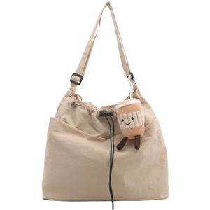 Ultralichte casual grote capaciteit messenger tas met hanger, casual hobo crossbody schouder trekkoord tas, meerdere zakken verstelbare messenger tas voor vrouwen, crossbody reizen messenger bag,