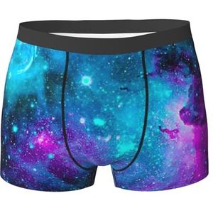 ZJYAGZX Boxerslips voor heren met paarse sterrenhemel - comfortabele onderbroek met sterrenhemel, ademend vochtafvoerend, Zwart, XL