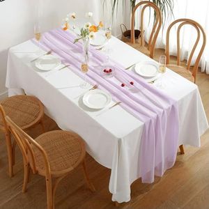 Witte chiffon tafelloper stoel sjerp romantische bruiloft tafellopers voor dineren pure bruidsfeest tafeldecoratie chiffon tafelloper bruiloft tafelloper