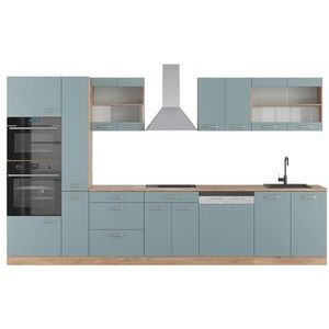 Vicco Kitchenette R-Line Solid eiken blauw grijs 350 cm moderne keukenkasten keukenmeubel