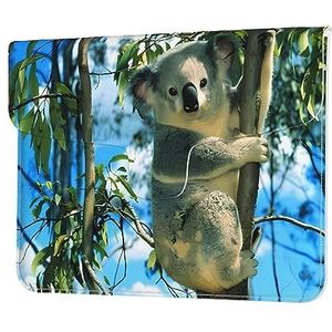 Bear Koala Print Lederen Laptop Sleeve Case Waterdichte Computer Cover Tas voor Vrouwen Mannen