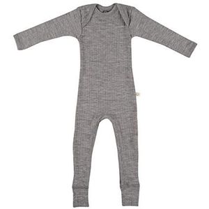 DILLING Baby romper in gebreide rib van 100% BIO-merinowol Donkergrijs Melange 86
