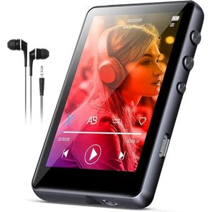 SWOFY Mp3-speler van 64 GB, Bluetooth 5.3 hifi-muziekspeler, met aanraakscherm van 2,4 inch (ca. 6,1 cm), mp3-speler met luidspreker-recorder, FM-radio, kinder-mp3-speler met ondersteuning voor