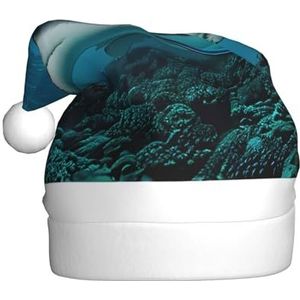 SSIMOO Blauwe haai Volwassen Pluche Kerstmuts - Seizoensgebonden Hoed Decoraties Voor Feesten En Vakantie Bijeenkomsten