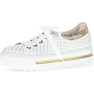 Gabor Low-Top sneakers voor dames, lage schoenen, uitneembaar voetbed, wit beige 50, 39 EU