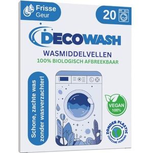 Wasmiddel Vellen (tot 40 wasbeurten) – Wasmiddel Strips Ecologisch, Hypoallergeen, Frisse Geur, Biologisch Afbreekbaar, Vegan & Zonder Plastic – Voor Gevoelige Huid, Hand- & Machinewas