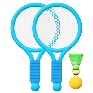 F Fityle Badminton-tennisset voor kinderen Tennisrackets Set met bal Shuttle Tennisracket voor kinderen voor thuis, binnen en buiten, strandspeelgoed, Blauw