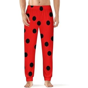 Zwarte Stip Lieveheersbeestjes Huid Mannen Pyjama Broek Zachte Lounge Bodems Met Pocket Slaap Broek Loungewear