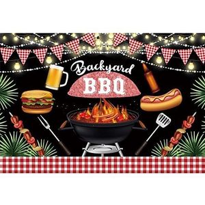 Renaiss 3.5x2.5m BBQ Achtergrond Zomer Barbecue Rode Plaid Fotografie Achtergrond BBQ Foto Backdrop Picnic Outdoor Party Decoraties Vinyl Foto Studio Rekwisieten