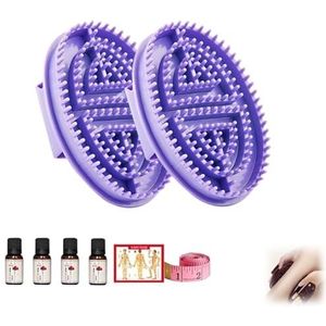 Meridian Brush Massage Brush, Beauty Salon Professional Custom Meridian Brush, Meridian Brush Massage Body Brush,Meridian Massage Brush,Full Body Relaxation Comb (Purple,2pcs+4pcsessential oil)