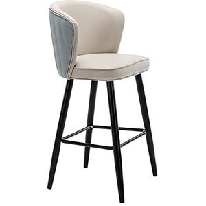 Luxe keukenbarkrukken, eetstoelen op toonbankhoogte voor hoge tafel, thuiskantoor, keukeneiland, zwarte metalen poten, PU-zitting (grootte: 55 cm, kleur: HAS)