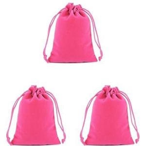 3 set 100 Stuks Velours Sieraden Zakken Speelgoed Opbergzakken Stofdicht Organizer Snacks Party Gunsten Verpakking Gift Bag Rose, Rose rood