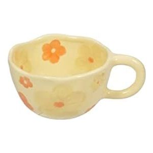 Koffie geschenken keramische mokken koffiekopjes hand geknepen onregelmatige bloem melk thee kop havermout ontbijt mok drinkgerei mok (maat: 201-300 ml, kleur: oranje bloem)
