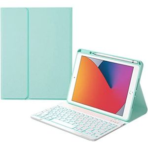 Toetsenbordhoes voor iPad Mini 6 2021 8.3"", 7 kleuren verlicht afneembaar draadloos toetsenbord, slim folio-smartcase met pennenhouder voor iPad Mini 6e generatie 8.3"",Mint green