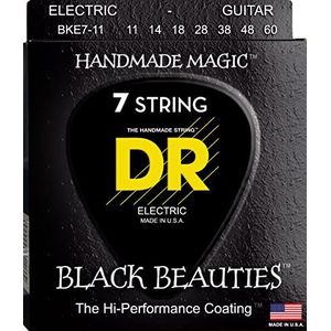 DR Strings BLACK BEAUTIES™ - ZWART gekleurde elektrische gitaarsnaren: 7-snarige zware 11-60