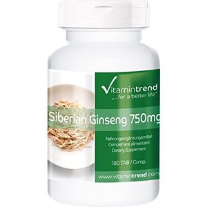 Siberische ginseng 750mg - 180 veganistische tabletten - Hoge dosering - Siberische ginseng - Gemaakt in Duitsland | Vitamintrend®