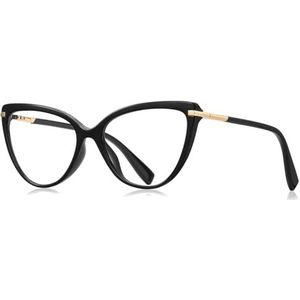 kachawoo Blue Light Blocking Bril Vrouwen Fashion Eyeglazen Cat Eye Bril Frame TR90 Eyewear Half Metaal, Zwart met helder, Large