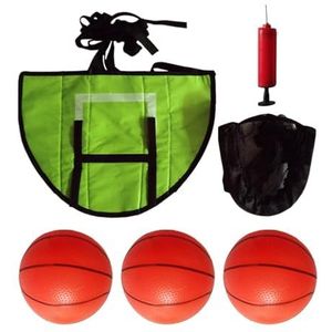 Qianly Mini Trampoline Basketbalring Basketbalframe Waterdicht Universeel Trampoline-accessoire voor alle leeftijden Lichtgewicht bord, met 3 stuks ballen
