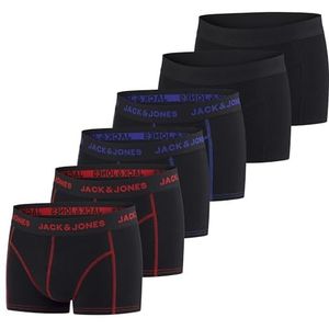 JACK & JONES Boxershorts voor heren, set van 6 basic, boxershorts, stretch, onderbroeken, ondergoed, retroshorts, set van katoen, zwart, rood, groen, blauw, grijs, S, M, L, XL, XXL, 3XL, Verpakking