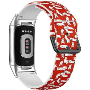 RYANUKA Zachte sportband compatibel met Fitbit Charge 5 / Fitbit Charge 6 (hondengroep Franse buldog) siliconen armband accessoire, Siliconen, Geen edelsteen