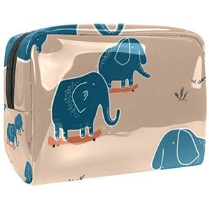 Draagbare make-up tas met rits reizen toilettas voor vrouwen handige opslag cosmetische zakje donkergroen olifant