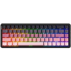 QPSJXN Mechanisch gamingtoetsenbord, bekabeld, met magneetschakelaar, verstelbare sleutelopslag en 68 met gemengde latentie in lage kleur (bedraad roze)