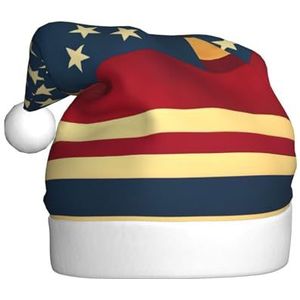 SSIMOO Amerikaanse vlag afdrukken volwassen pluche kerstmuts seizoensgebonden hoed decoraties voor feestelijke partijen en vakantie bijeenkomsten