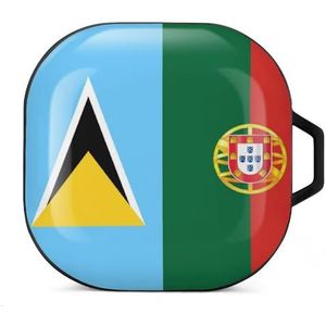 Saint Lucia Portugal vlag oordopjes hoesje compatibel met Samsung hard shell beschermhoes zwart stijl