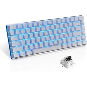 UrChoiceLtd AK33 Blauwe LED-achtergrondverlichting Anti-ghosting USB Bedraad mechanisch gamingtoetsenbord Zwarte schakelaars voor kantoor, typisten en games spelen (zwarte schakelaar, wit)