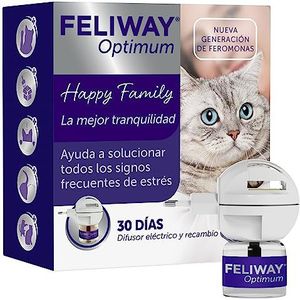 FELIWAY Optimum - Nieuwe generatie feromone - lost alle tekenen van stress van de kat - krassen, angst, veranderingen, markeringen met urine, kattenconflicten - diffuser + navulverpakking 48 ml