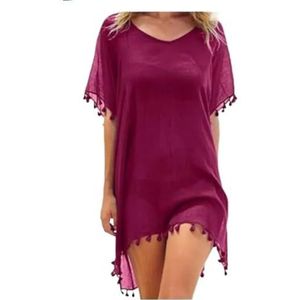Cover Ups Voor Vrouwen Strandkleding Vrouwen Strand Cover Up Kant Holle Gehaakte Badpak Strandjurk Vrouwen Zomer Cover-up Badpak Dames Strandkleding Tuniek Badpak Cover Ups Voor Vrouwen (Wine Red)