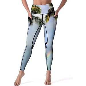 Regenboog Palmbomen Vrouwen Yoga Broek Hoge Taille Leggings Buikcontrole Workout Running Leggings L