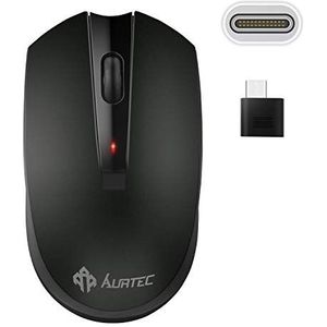 Aurtec Draadloze muis, type C, 2,4 GHz, USB C, voor MacBook (12 inch/30,5 cm), MacBook Pro 2016/2017, Chromebook en meer USB-C-apparaten