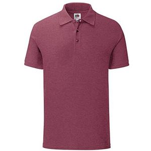 Fruit of the Loom Iconic poloshirt voor heren, verpakking van 5 stuks, multipack, maat S - 3XL, maat: L, kleur: bordeauxrood gemêleerd, Bourgondië gemêleerd, L