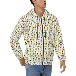 WOmeng Leuke Ananas Print Heren Hoodie Ademend Casual Sportkleding Werk Comfortabele Lange Mouw Sweatshirt, Zwart, S