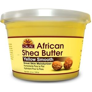 OKAY Gele sheaboter voor haar en huid – rauwe Afrikaanse sheaboter voor vrouwen en mannen, dagelijkse vochtinbrengende crème voor gezicht en lichaam, helpt bij striae, kalmeert de droogte – 370