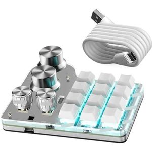 QPSJXN Romoraal mechanisch toetsenbord hot swap gaming en tekentoetsenbord voor tablets met macroprogrammering (1204 BT White)