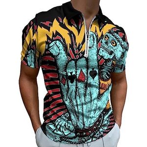 Hearts of Spades Skull Poker Poloshirt voor Mannen Casual Rits Kraag T-shirts Golf Tops Slim Fit
