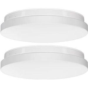 ledscom.de 2 LED vochtbestendige lamp/plafondlamp/badkamerlamp BADU, rond, 260mm Ø, IP44, 24 W, 2460lm, warm wit