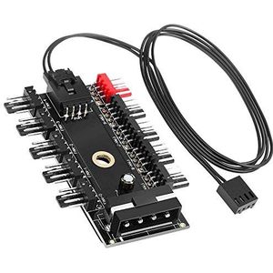 10 Poort PC Chassis Fan Hub CPU Cooling HUB 12V 4 Pin Fan PWM Hub Molex Controller