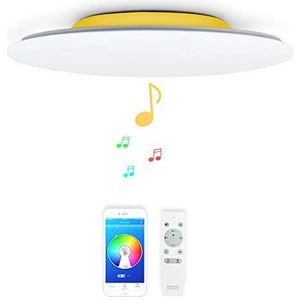 Muziek LED Plafondlamp met 2 Bluetooth Speaker Afstandsbediening Dimbare APP RGB Kleurverandering als Moderne Smart Lamp voor Woonkamer Keuken Badkamer Lounge