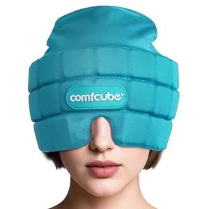 Comfcube Migraine & hoofdpijnverlichting, ijskap, 2 uur langdurige koude therapie, draagbare vorm-passende ijshoed voor spanningshoofdpijn, sinus- en stressverlichting, gezwollen ogen, chronische