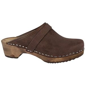 MB Clogs Originele Zweedse klompen dames klompen nubuck leer koffiebruin, bruin, 43 EU