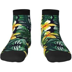 Hawaiiaanse tropische bladeren bloemen print veelzijdige sportsokken voor casual en sportkleding, geweldige pasvorm voor voetlengte 36-45, Hawaiian Tropische Bladeren Bloemen, Eén Maat