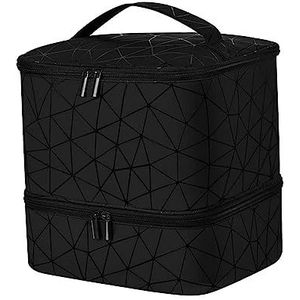 Dubbellaags nagellak draagtas houder opbergtas 24x20x24 cm draagbaar, Zwart, 24cmx20cmx24cm, als beschrijving