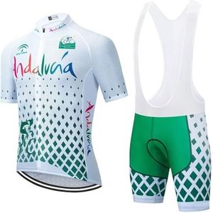 DEHIWI Fietstrui voor heren, zomer, MTB-jersey set, fietskleding en fietsbroek voor heren, gewatteerd fietspak, ademend