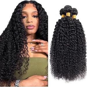 Tuheerst Human Hair Bundles Natural Black Human Hair Extensions Real Hair Double Weft Curly Wave Sew in Hair 3 Bundles Remy Hair Low Shedding for Woman 32 32 32 Inch