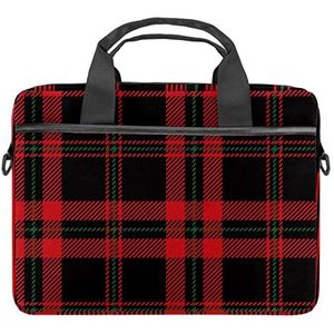 Traditionele Chinese Wolken Patroon Laptop Schouder Messenger Bag Crossbody Aktetas Messenger Sleeve voor 13 13.3 14.5 Inch Laptop Tablet Beschermen Tote Bag Case, Rood Zwart Groen Tartan Schotse geruite patroon, 11x14.5x1.2in /28x36.8x3 cm