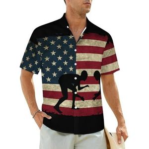 USA Flag Wrestling-1 herenoverhemden met korte mouwen strandshirt, Hawaiiaans shirt, casual zomer-T-shirt, 4XL